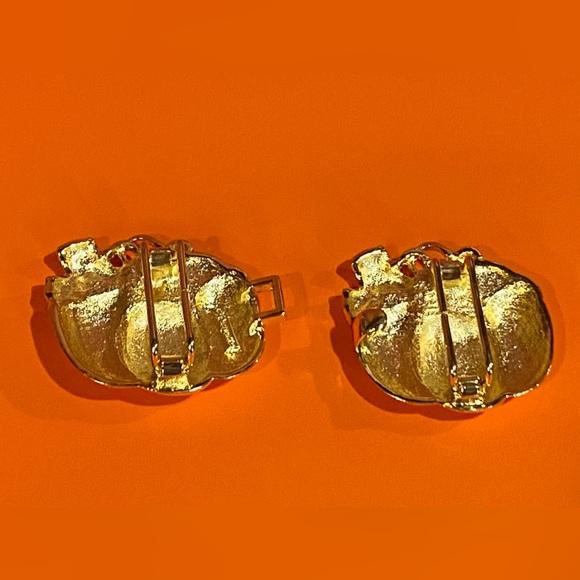 Vintage PAQUETTE Gold Tone Pumpkin 2 Piece Belt Buckle - Picture 7 of 7